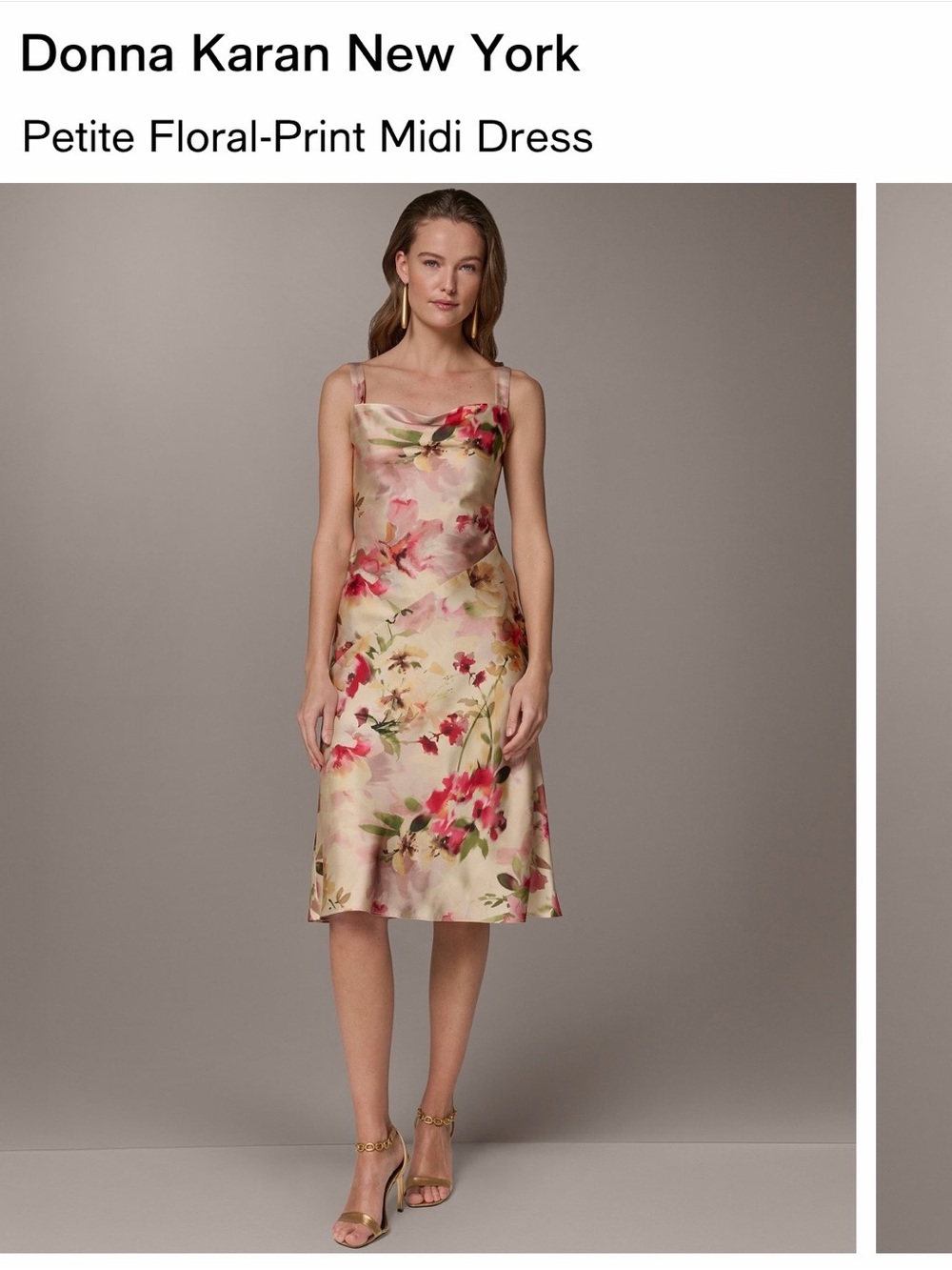 Donna Karan Floral Slip Midi Dress